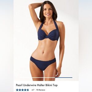 Tommy Bahama Pearl Underwire Halter Bikini Top and Bikini Bottom. 34DD & Medium